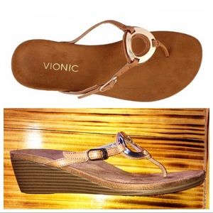 Vionic Park Orchid caramel wedge sandal sz 8